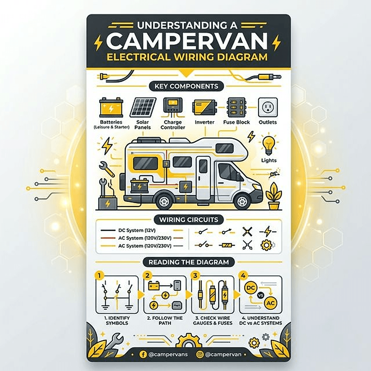 Complete electrical wiring diagram for campervan