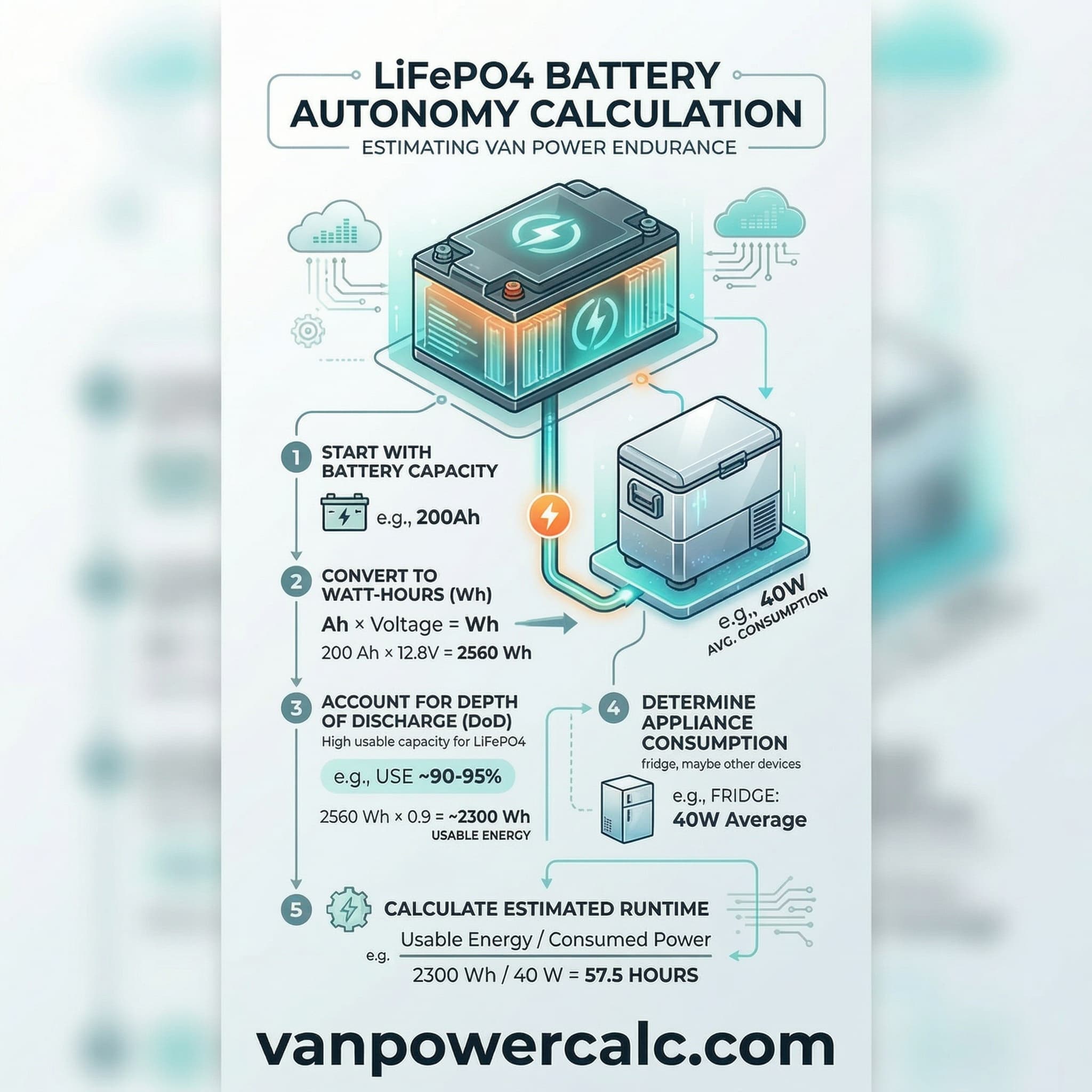 LiFePO4 battery autonomy calculation for campervan