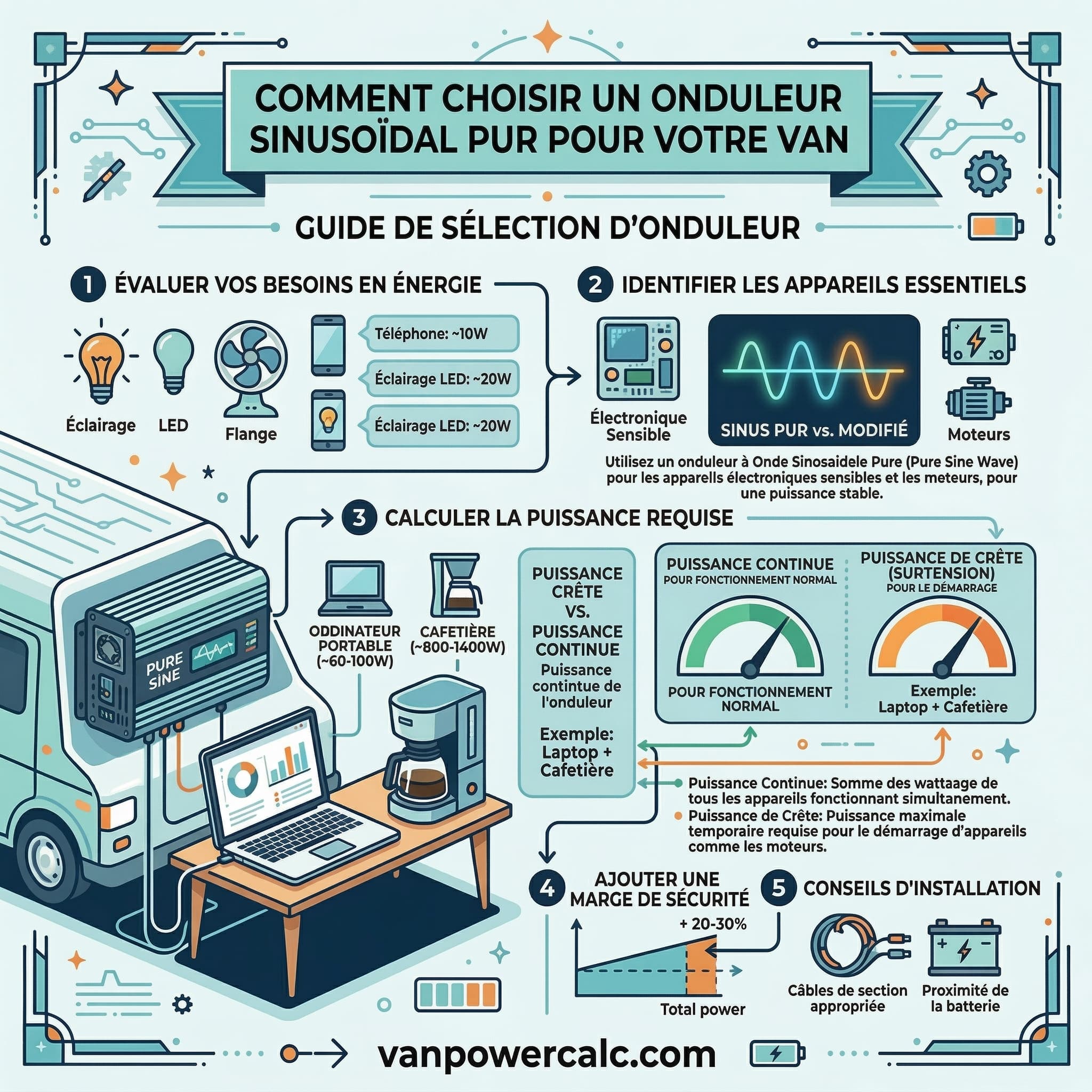 Comment choisir un onduleur sinusoïdal pur pour votre van