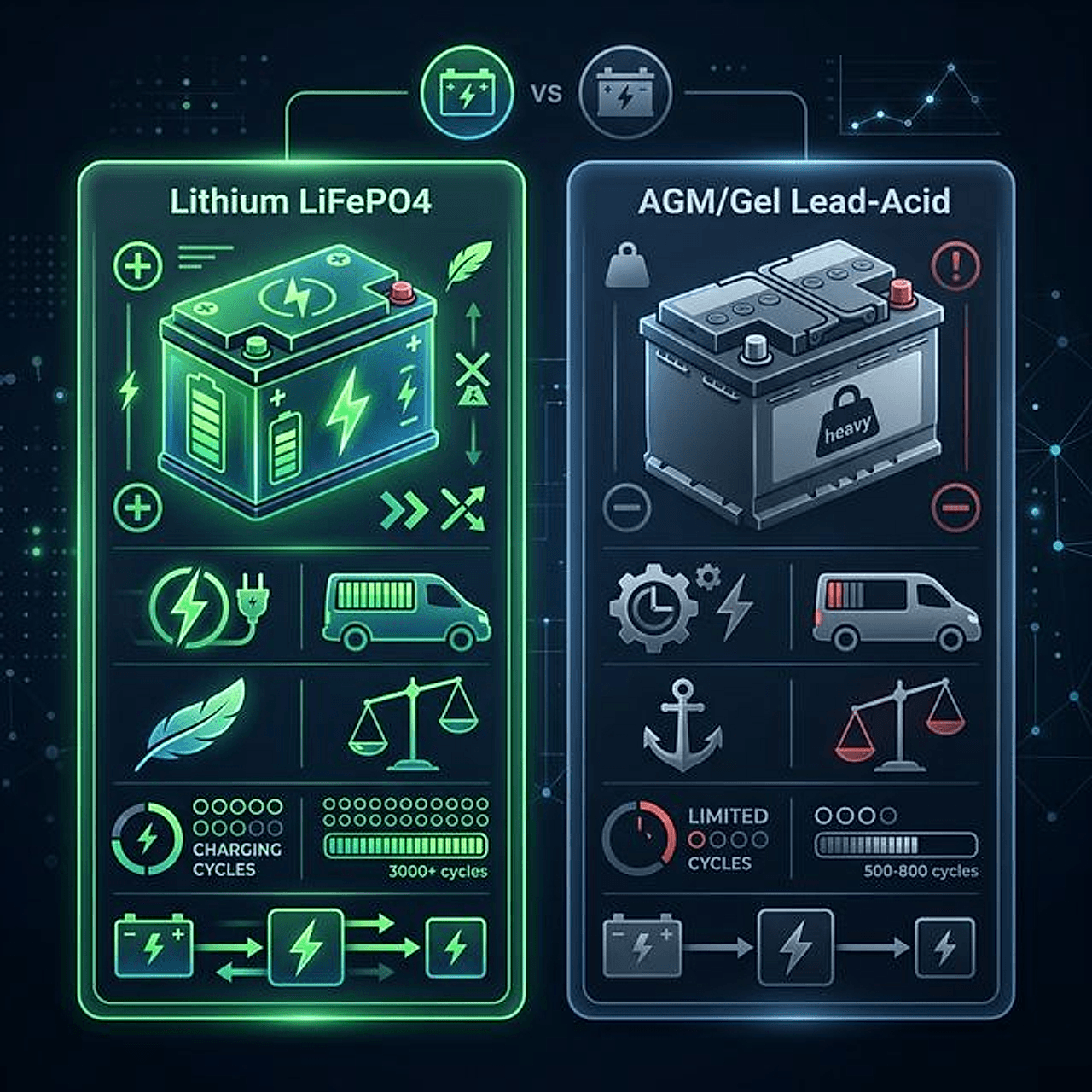 Lithium vs Blei AGM Gel Batterie-Vergleich für Wohnmobil