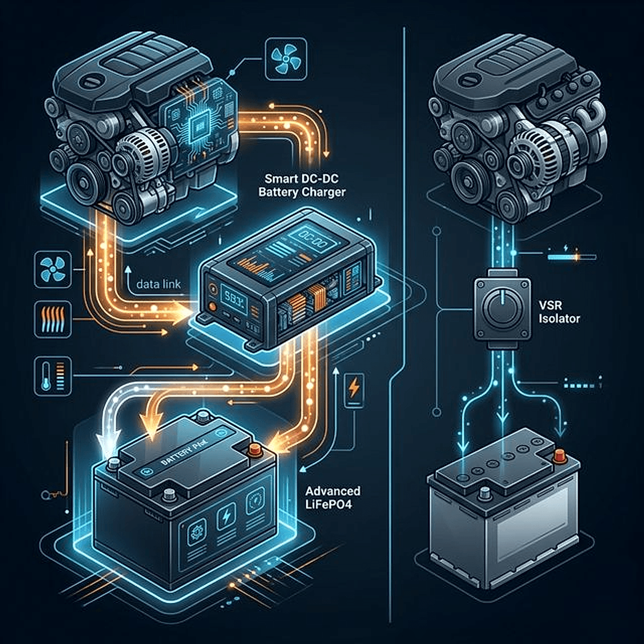 Relè parallelatore vs caricabatteria DC-DC per camper