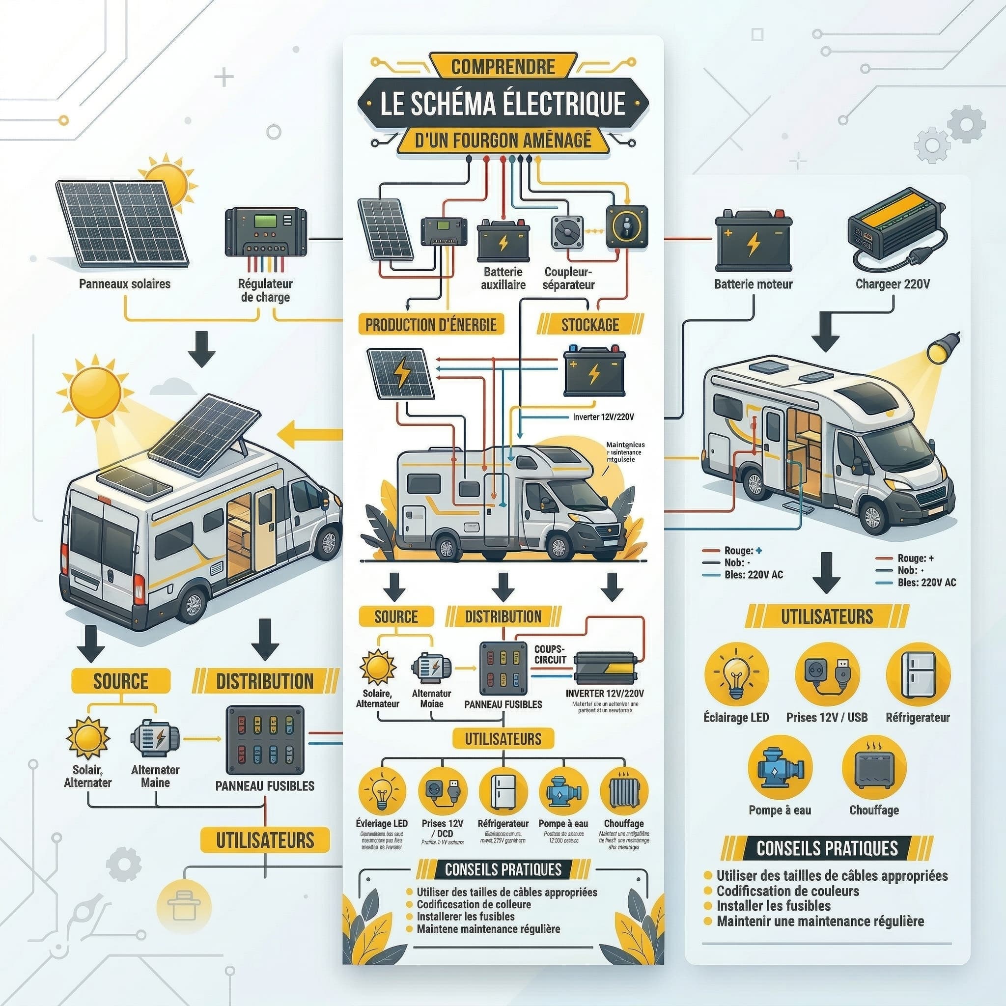 Schéma électrique complet pour fourgon aménagé