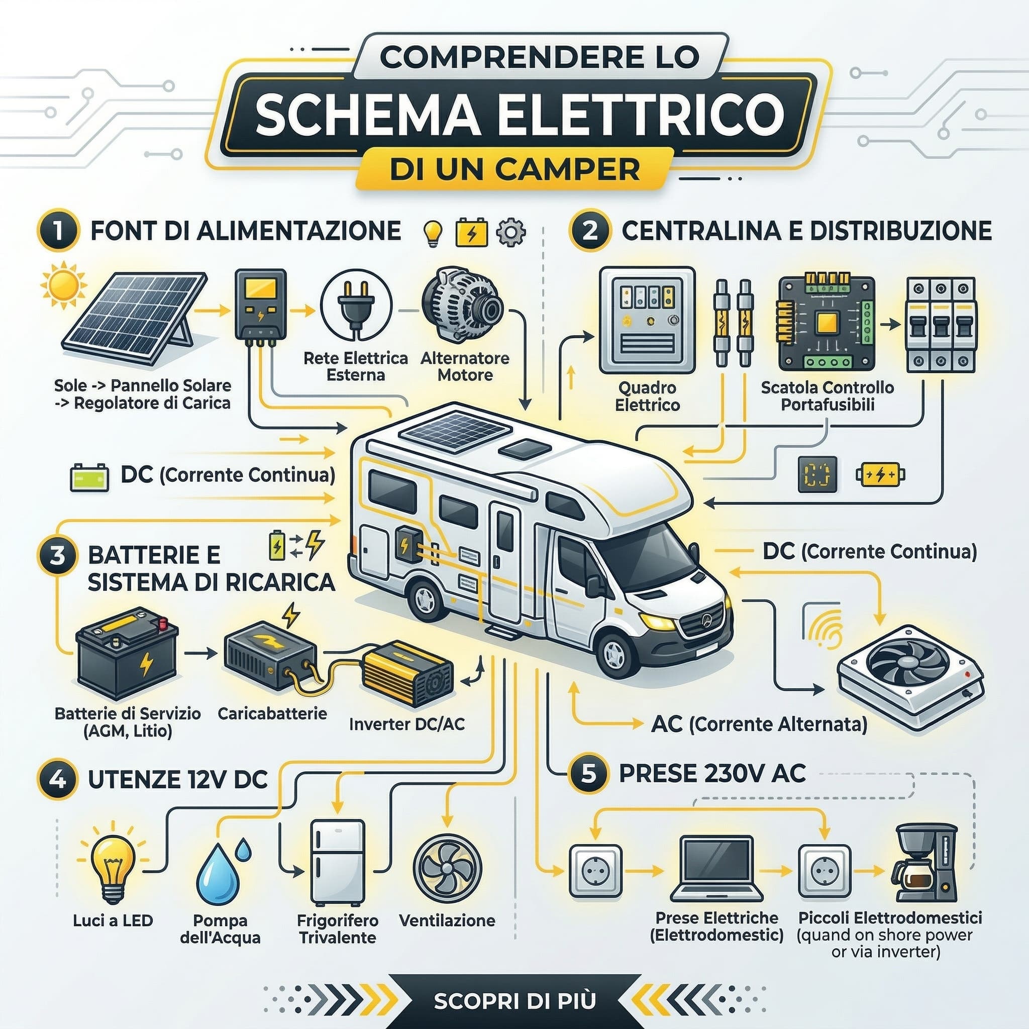 Schema elettrico completo per camper fai da te