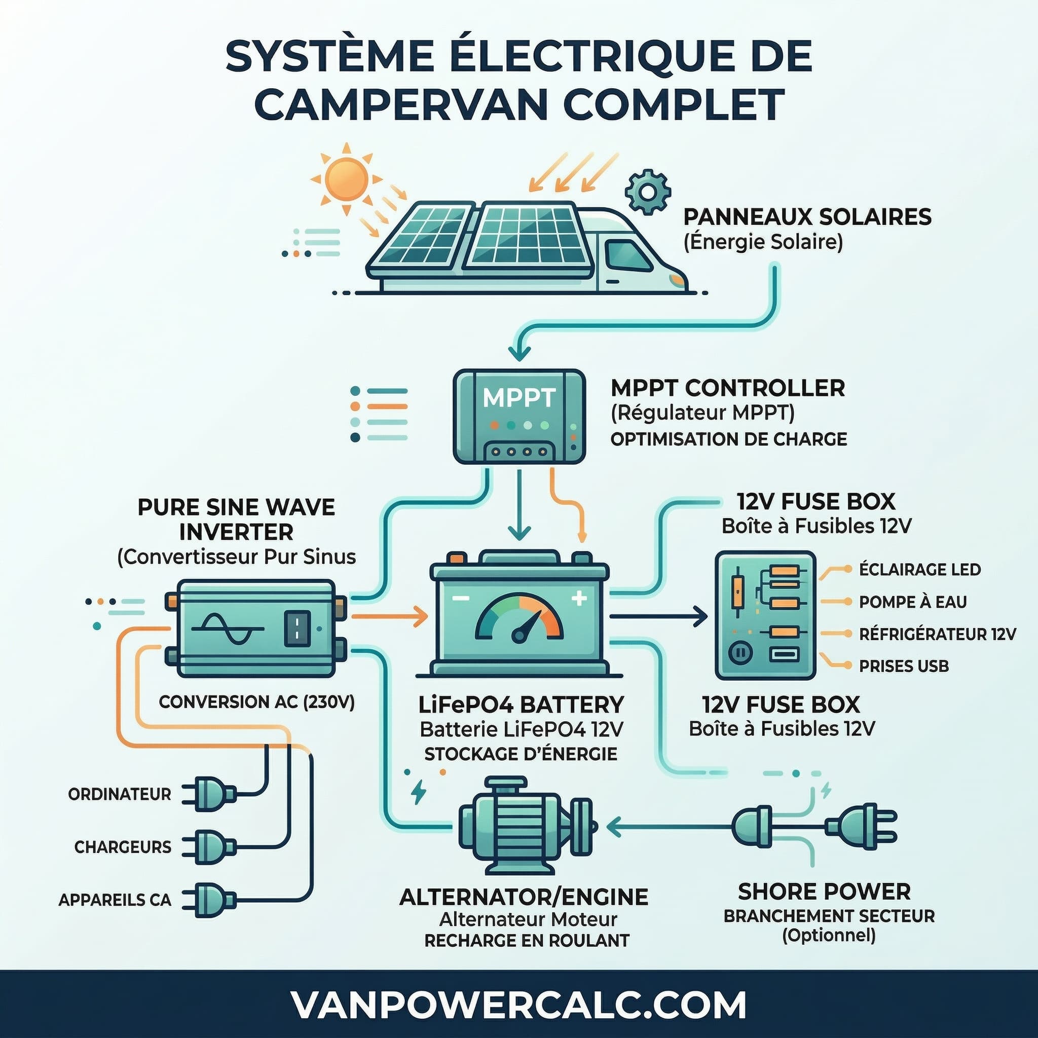 Système électrique de campervan complet — vanpowercalc.com